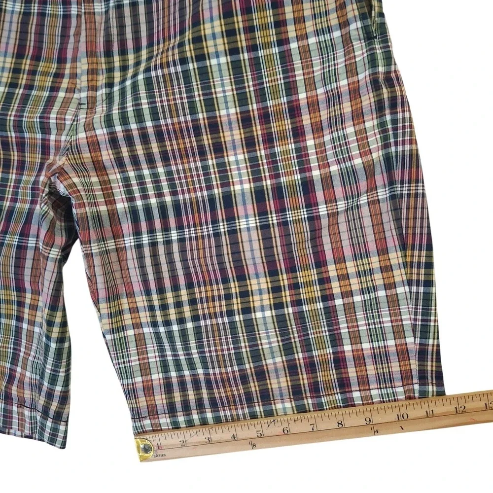 Polo Ralph Lauren Mens Plaid‎ Shorts Size 36 Multicolor Cotton Madras Flat Front